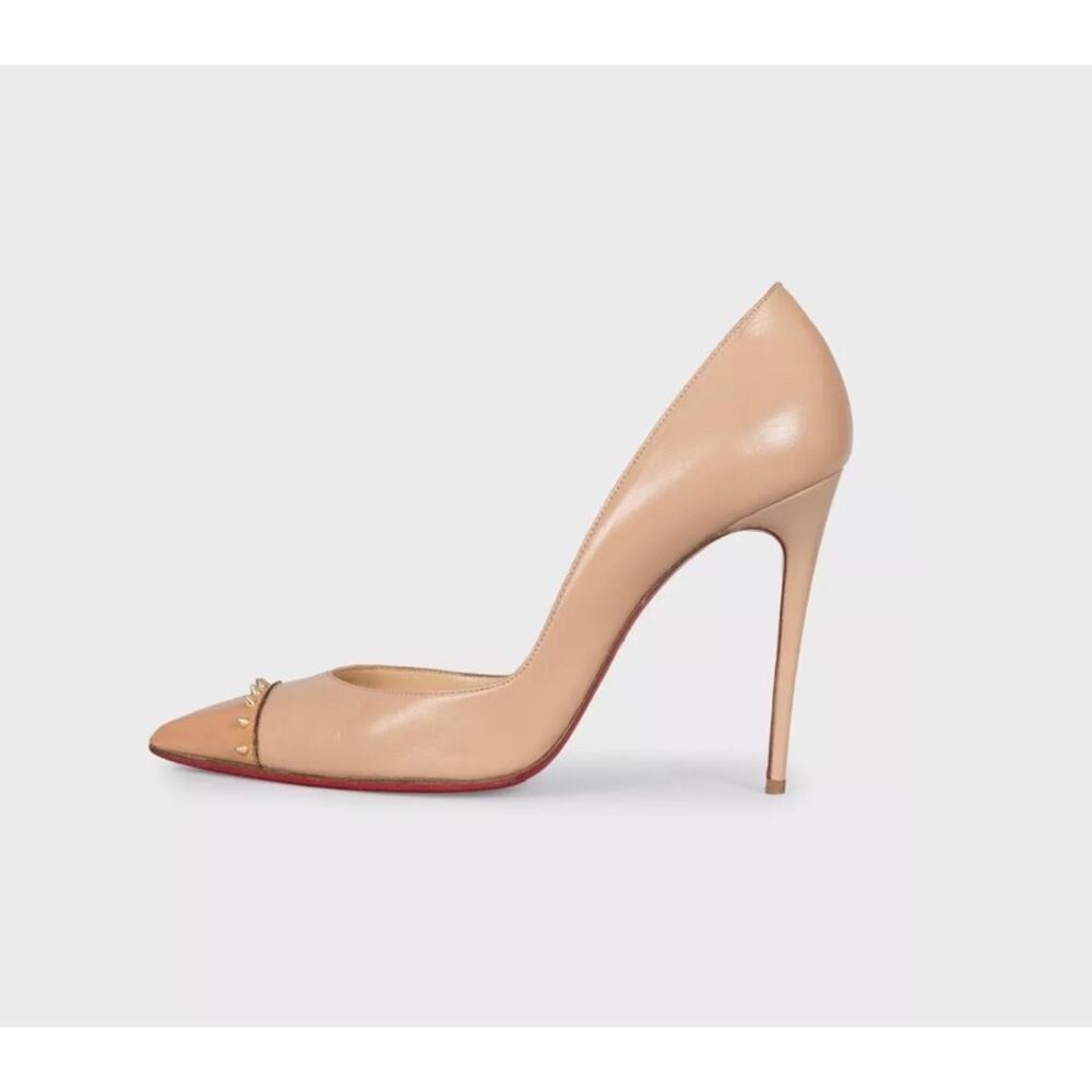 Christian Louboutin Culturella Beige Leather Spike Pumps Sz.38